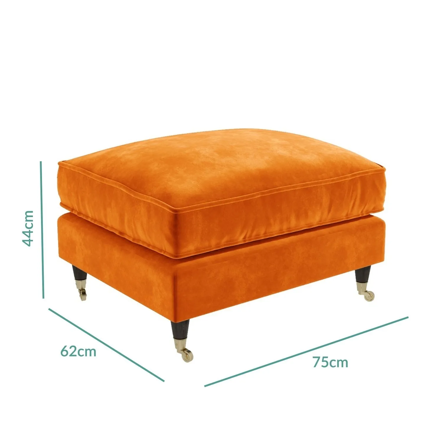 Armchair and Footstool Set - Orange, Velvet