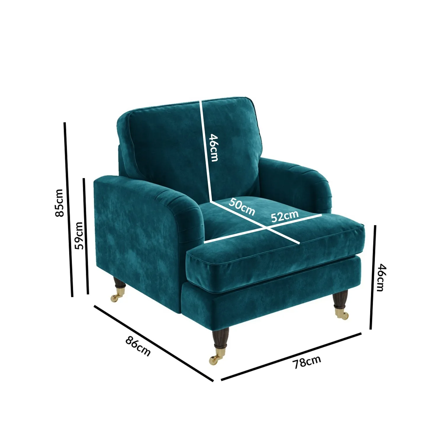 Armchair and Footstool Set - Teal, Velvet