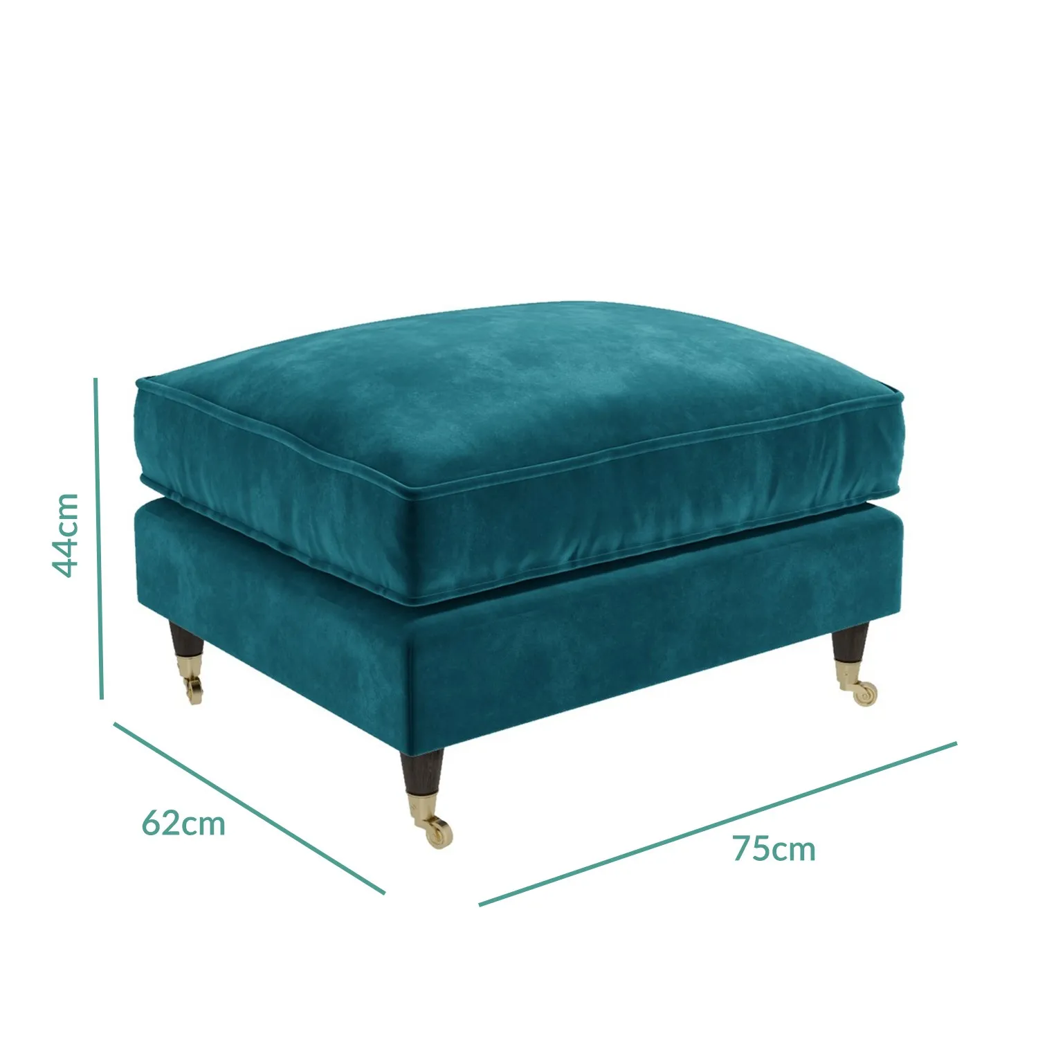Armchair and Footstool Set - Teal, Velvet