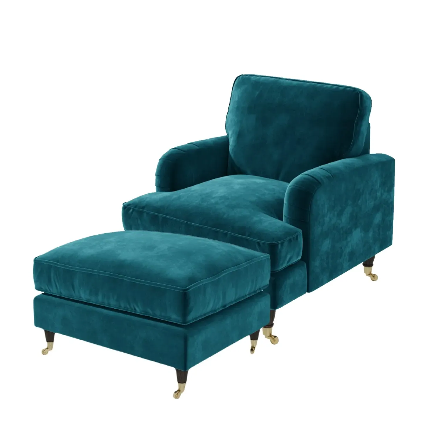 Armchair and Footstool Set - Teal, Velvet image