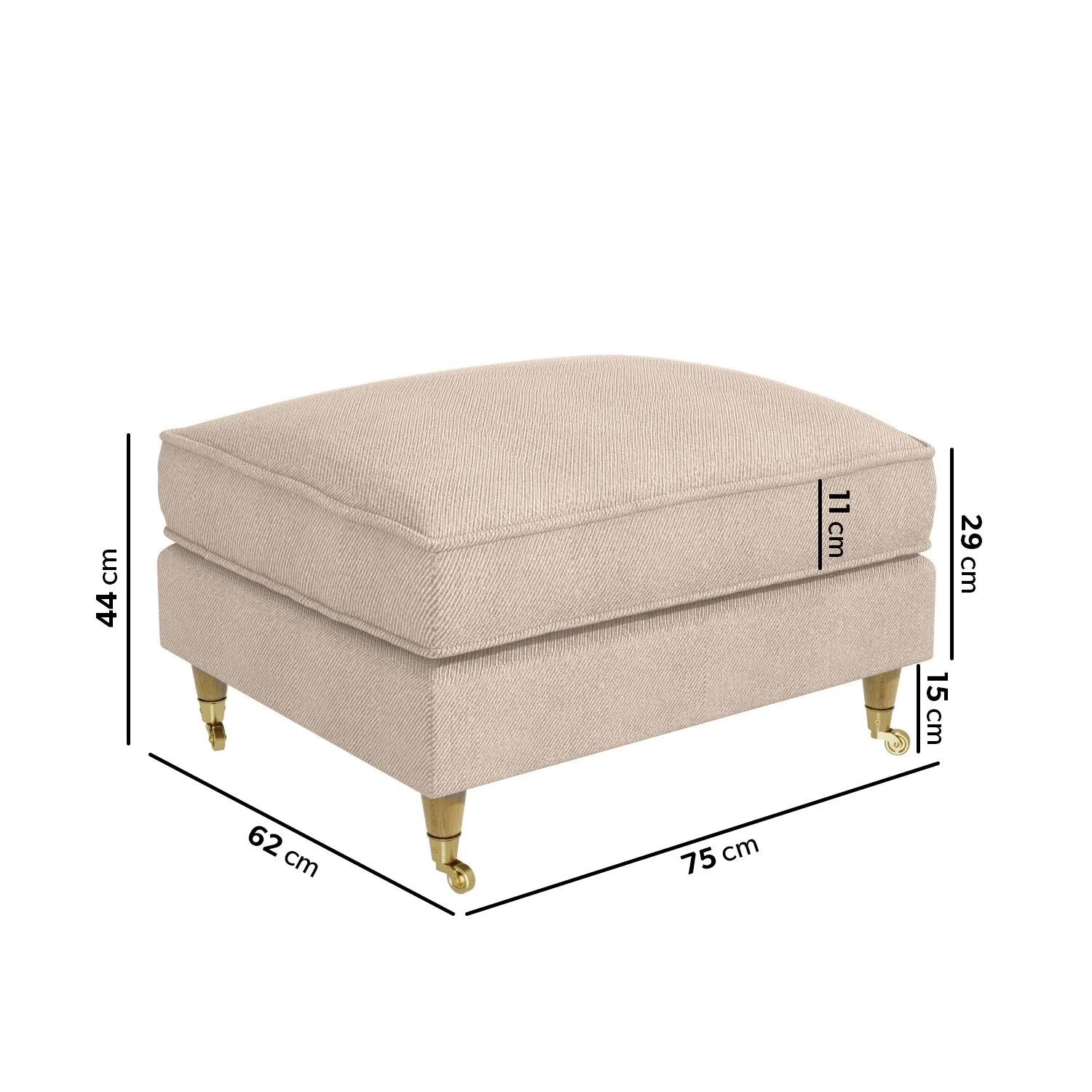 Large Footstool with Castors - Beige, Woven