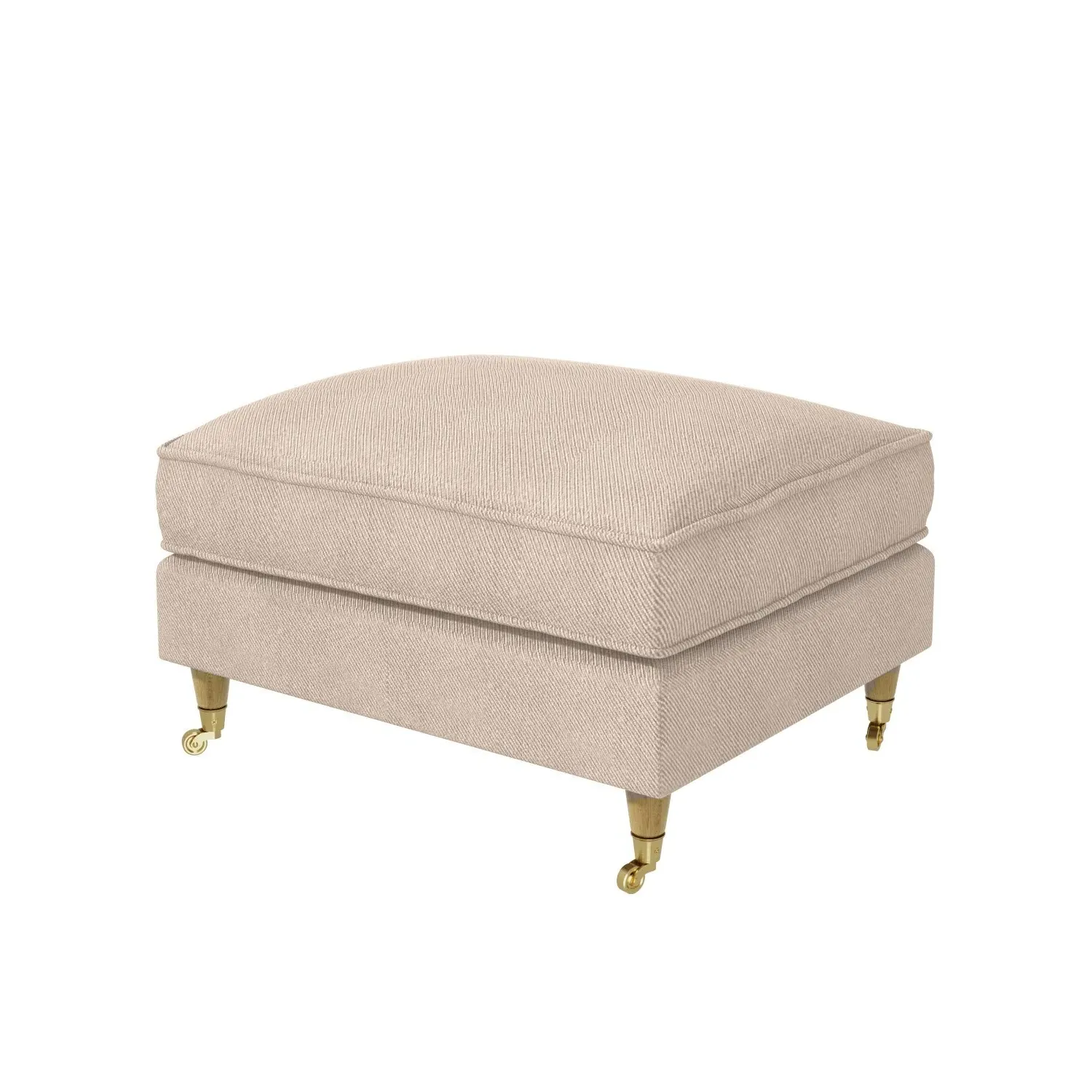 Large Footstool with Castors - Beige, Woven