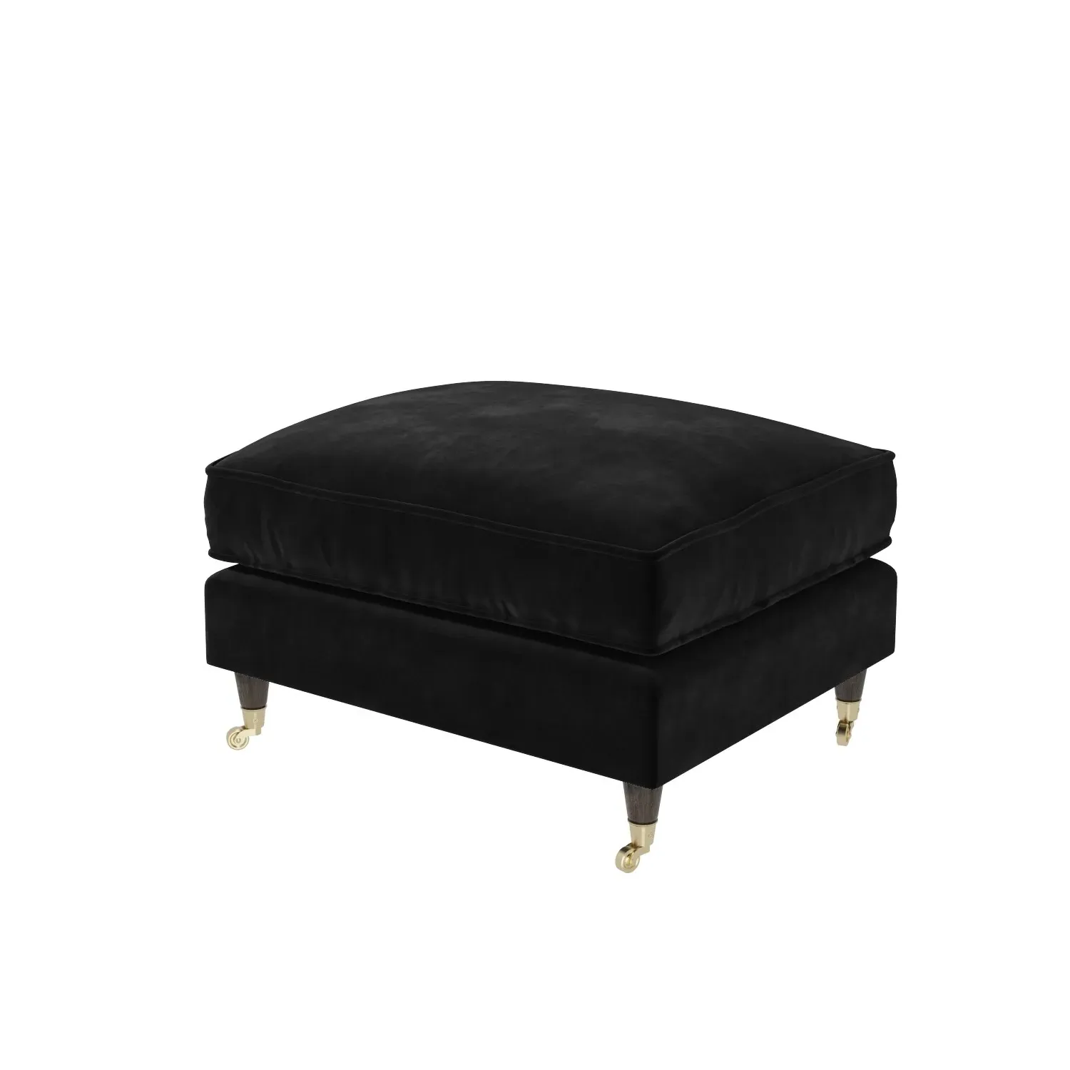 Large Footstool with Castors - Black, Velvet