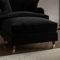 Large Footstool with Castors - Black, Velvet