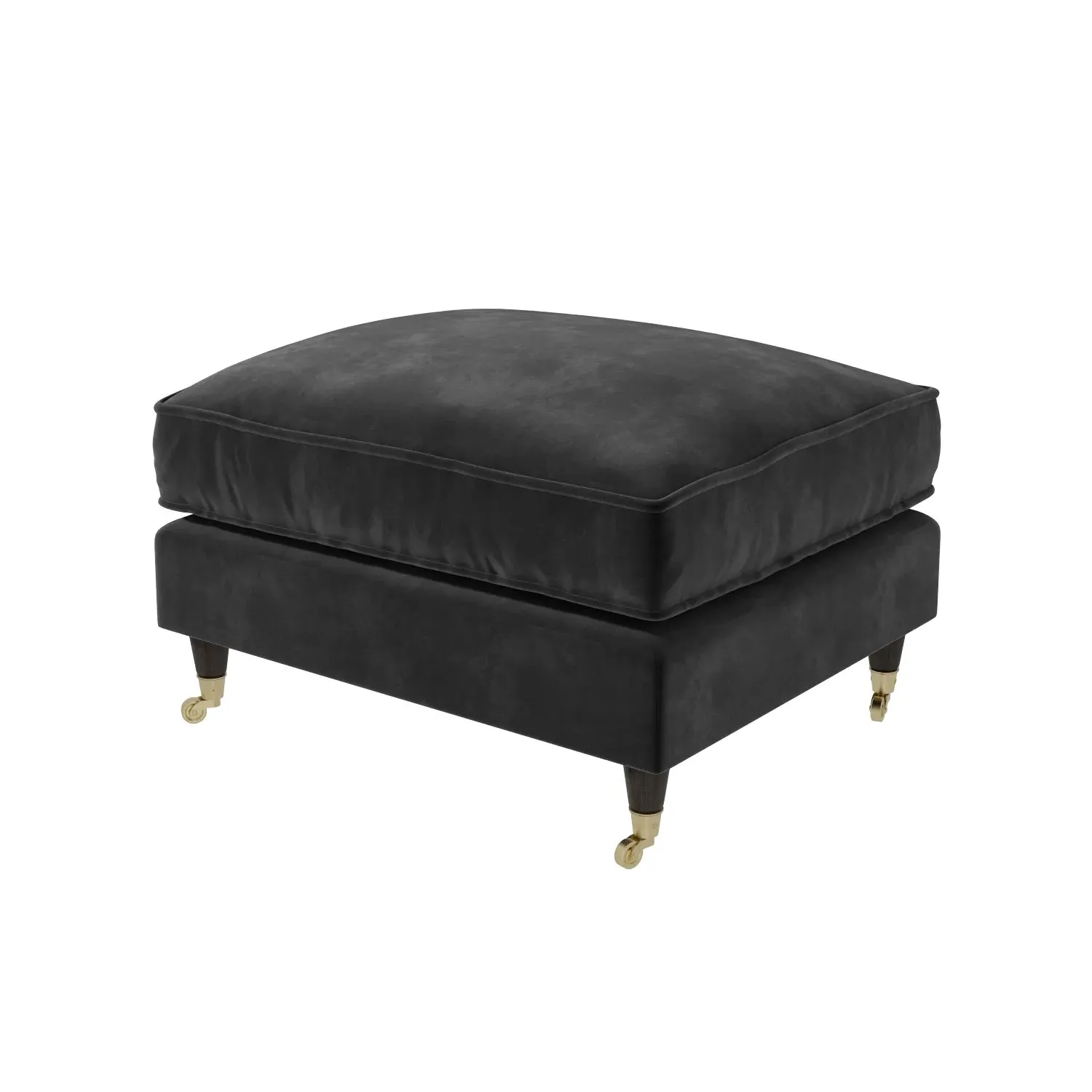 Large Footstool with Castors - Grey, Velvet