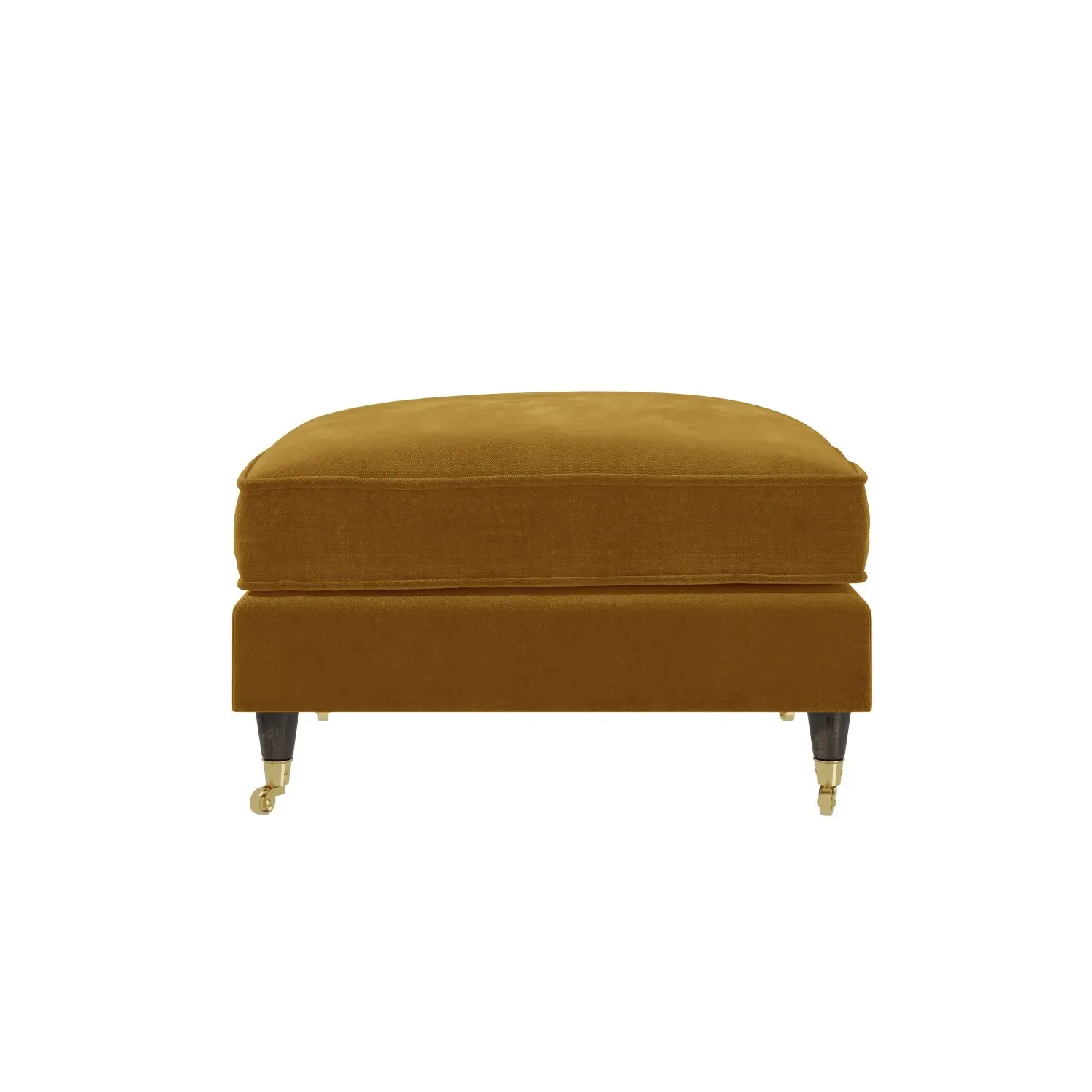 Large Footstool with Castors - Mustard, Velvet