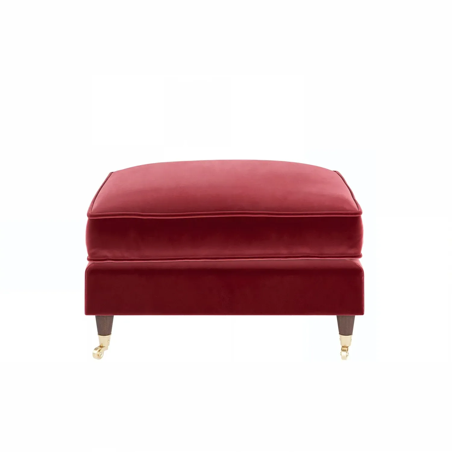 Large Footstool with Wheels - Burgundy, Velvet