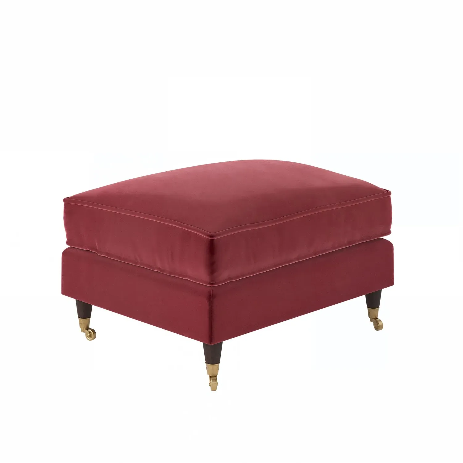Large Footstool with Wheels - Burgundy, Velvet