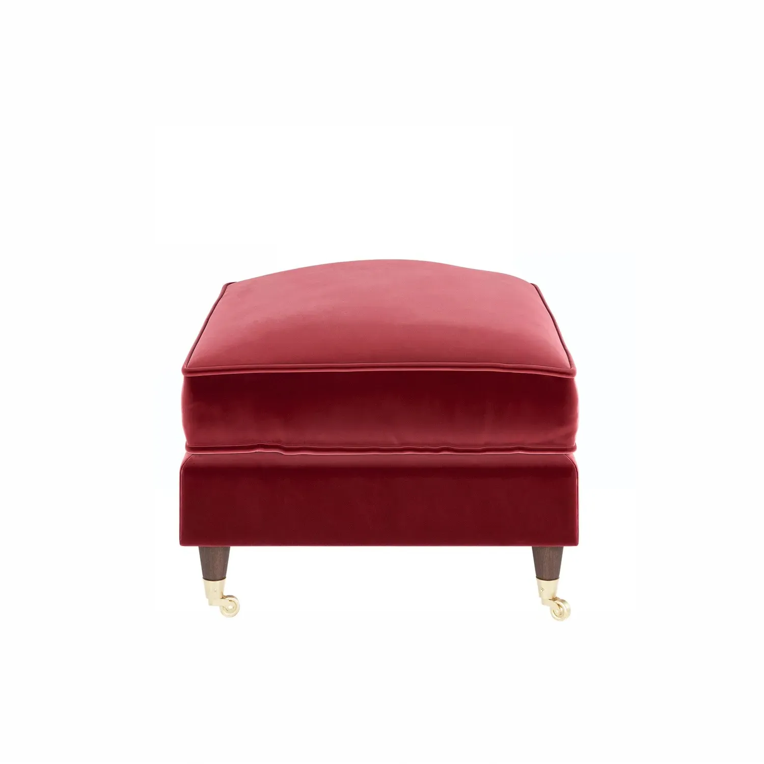 Large Footstool with Wheels - Burgundy, Velvet