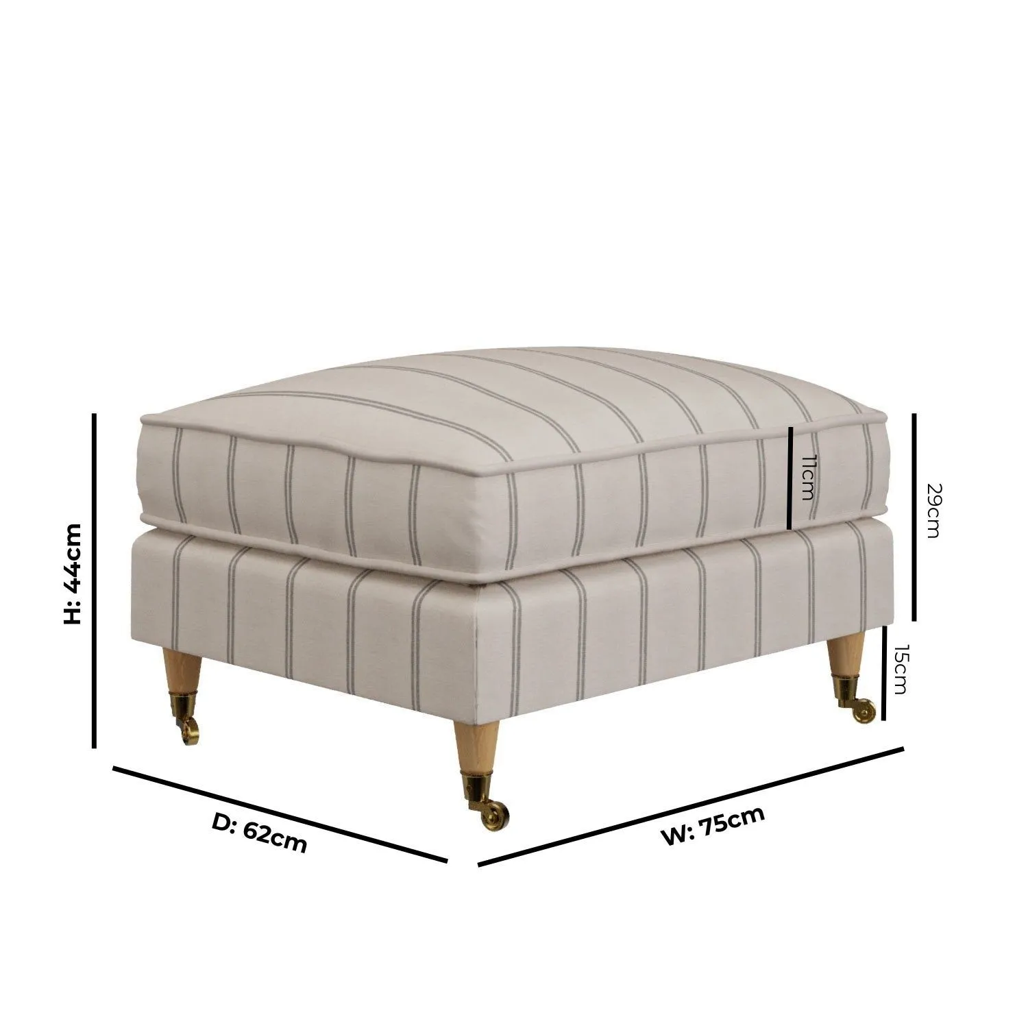 Large Footstool with Wheels - Cream, Chenille