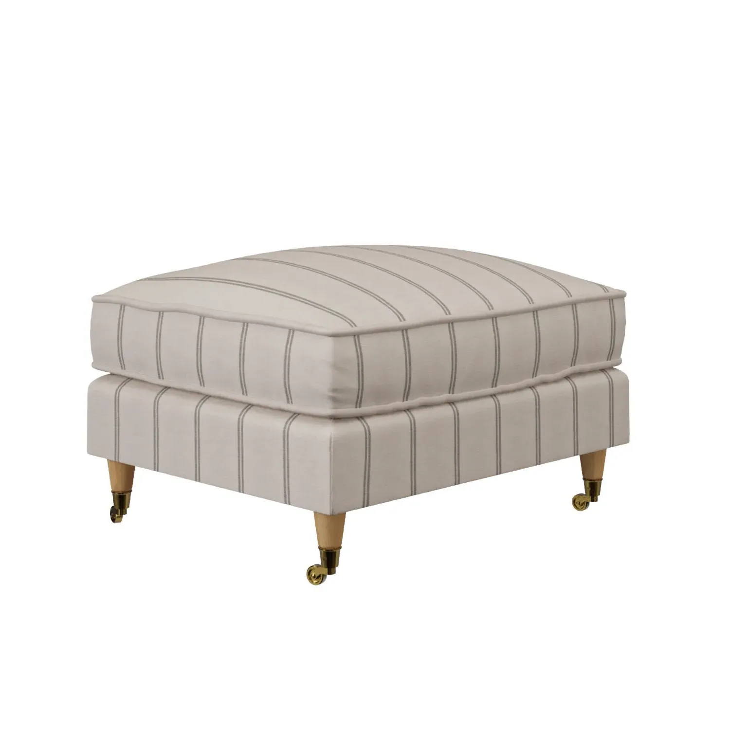 Large Footstool with Wheels - Cream, Chenille