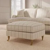 Large Footstool with Wheels - Cream, Chenille