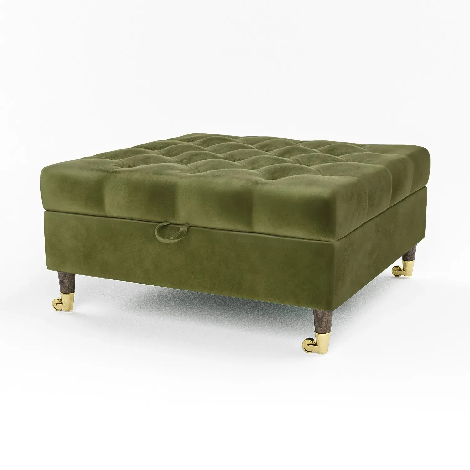 Large Storage Footstool - Olive Green, Velvet image