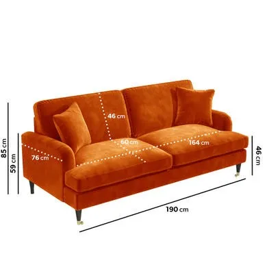 Sofa Set with Castors - Orange, Velvet