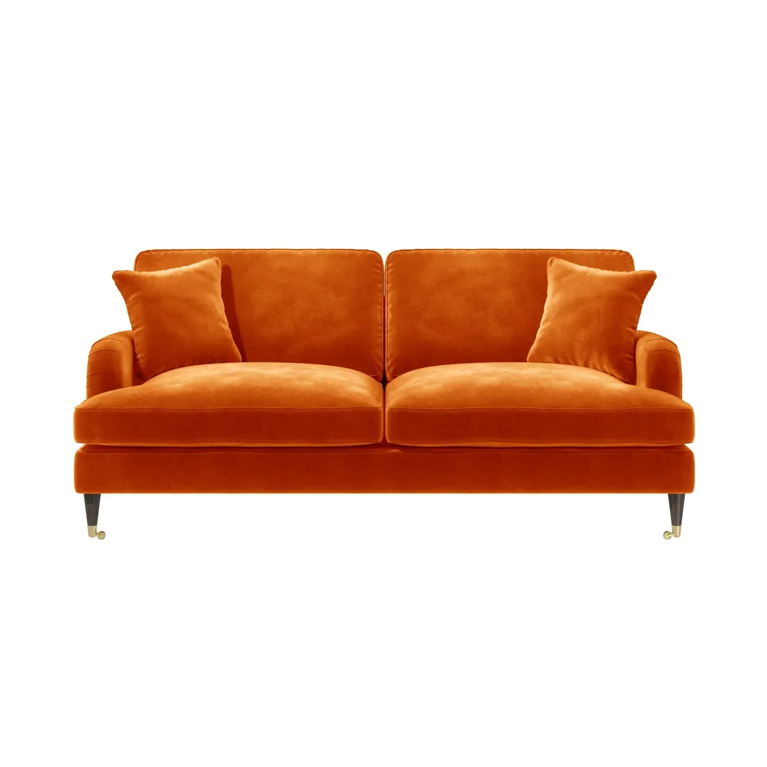 Sofa Set with Castors - Orange, Velvet