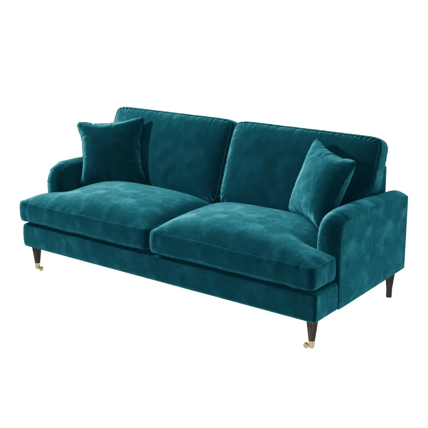 Sofa Set with Castors - Teal, Velvet