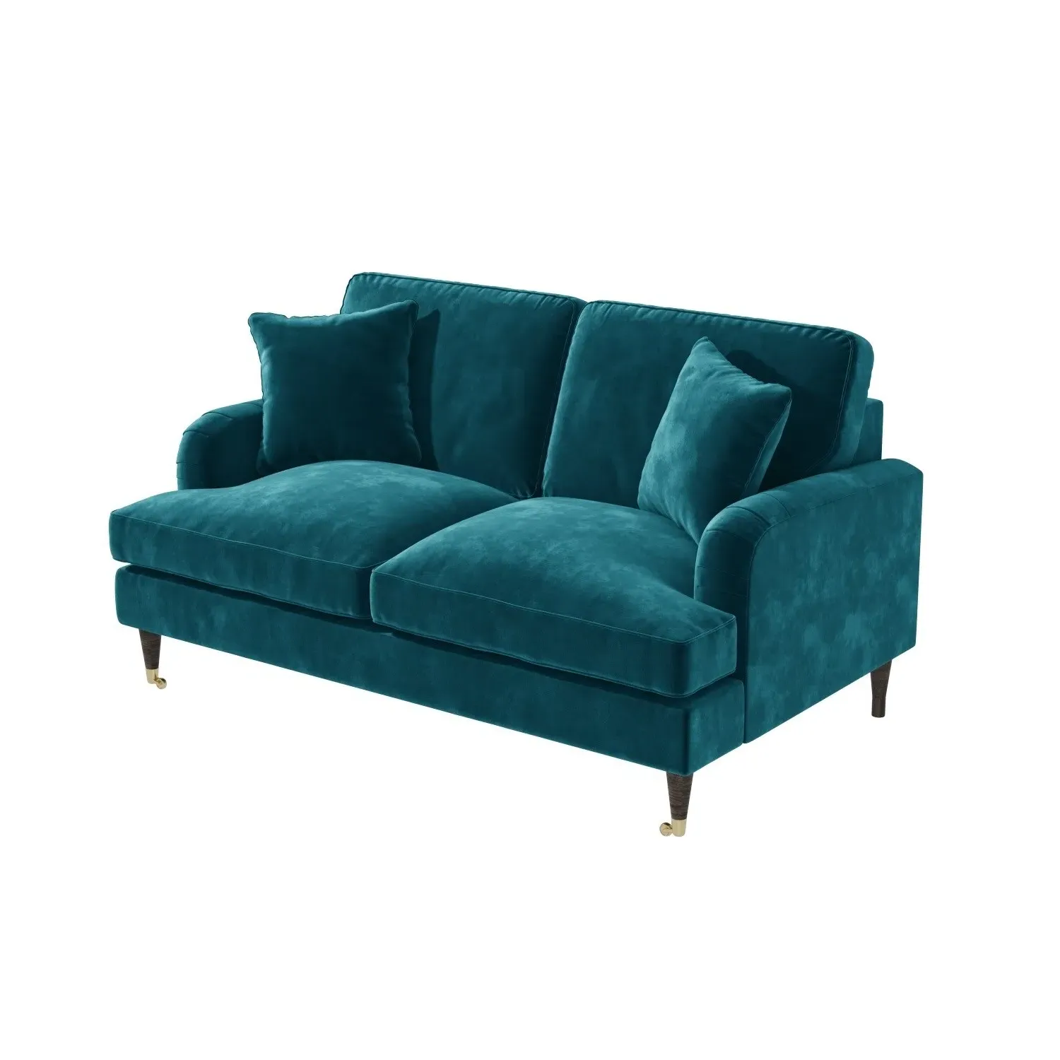 Sofa Set with Castors - Teal, Velvet