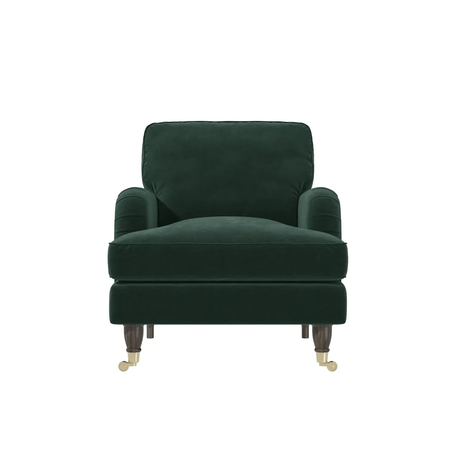 Velvet Armchair with Castors - Green, Velvet