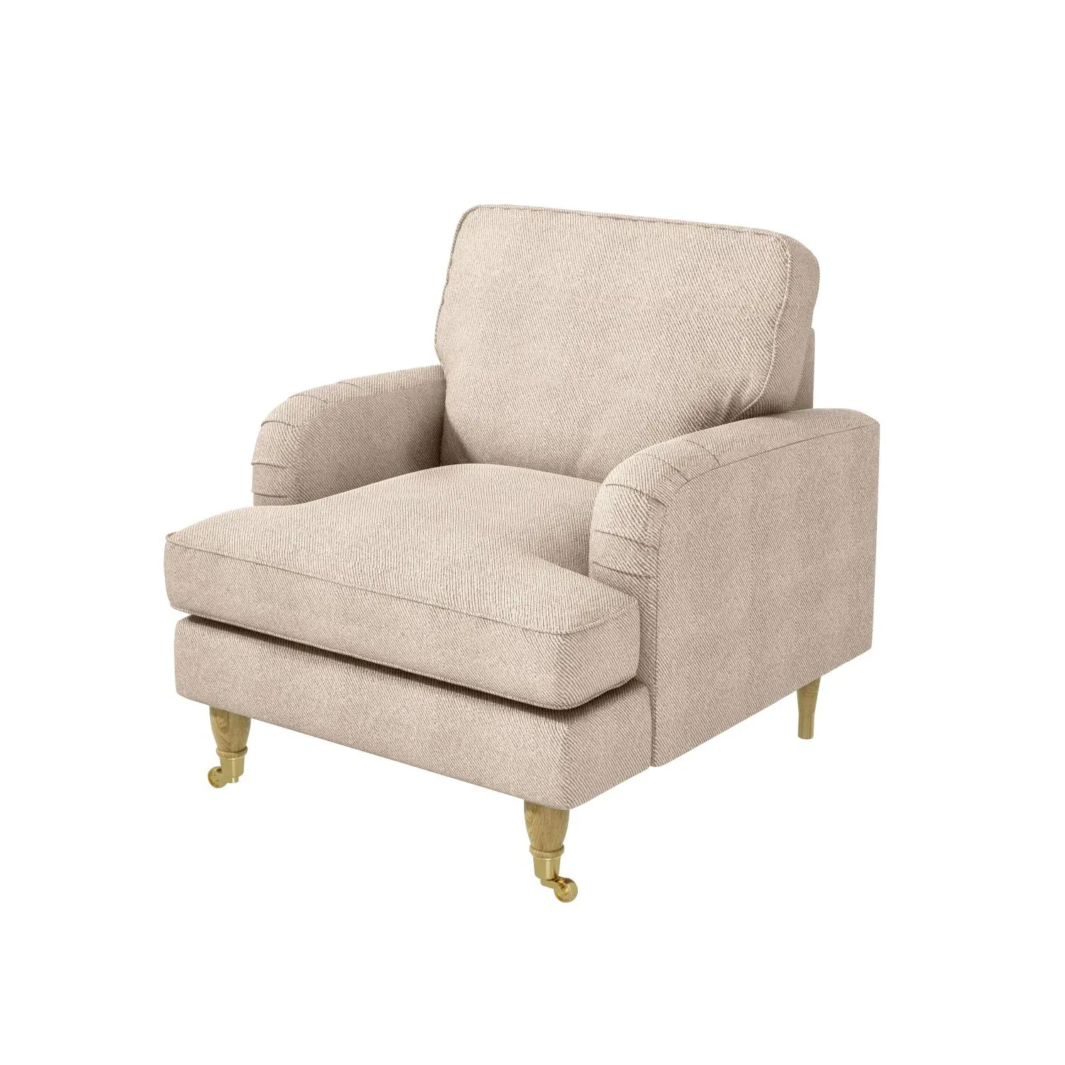 Woven Armchair with Castors - Beige, Fabric