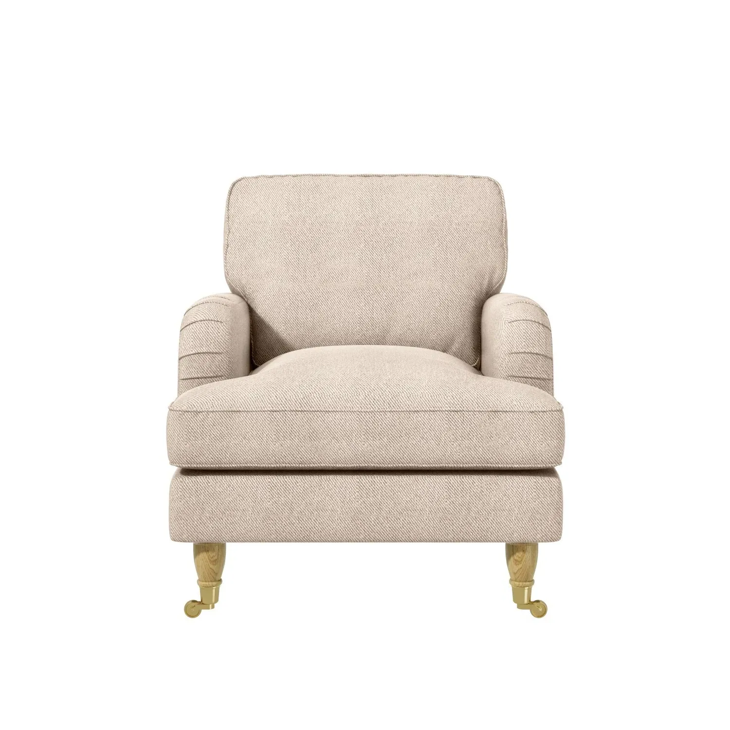 Woven Armchair with Castors - Beige, Fabric