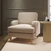 Woven Armchair with Castors - Beige, Fabric