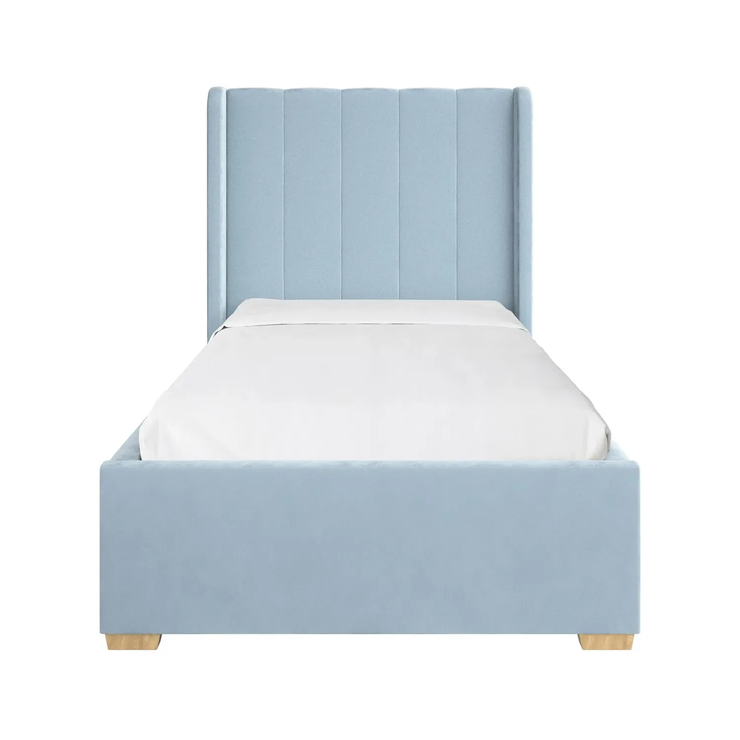 Single Bed Frame with Storage - Blue, Velvet
