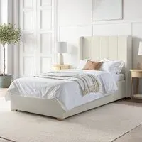 Single Bed Frame with Storage - Cream, Fabric