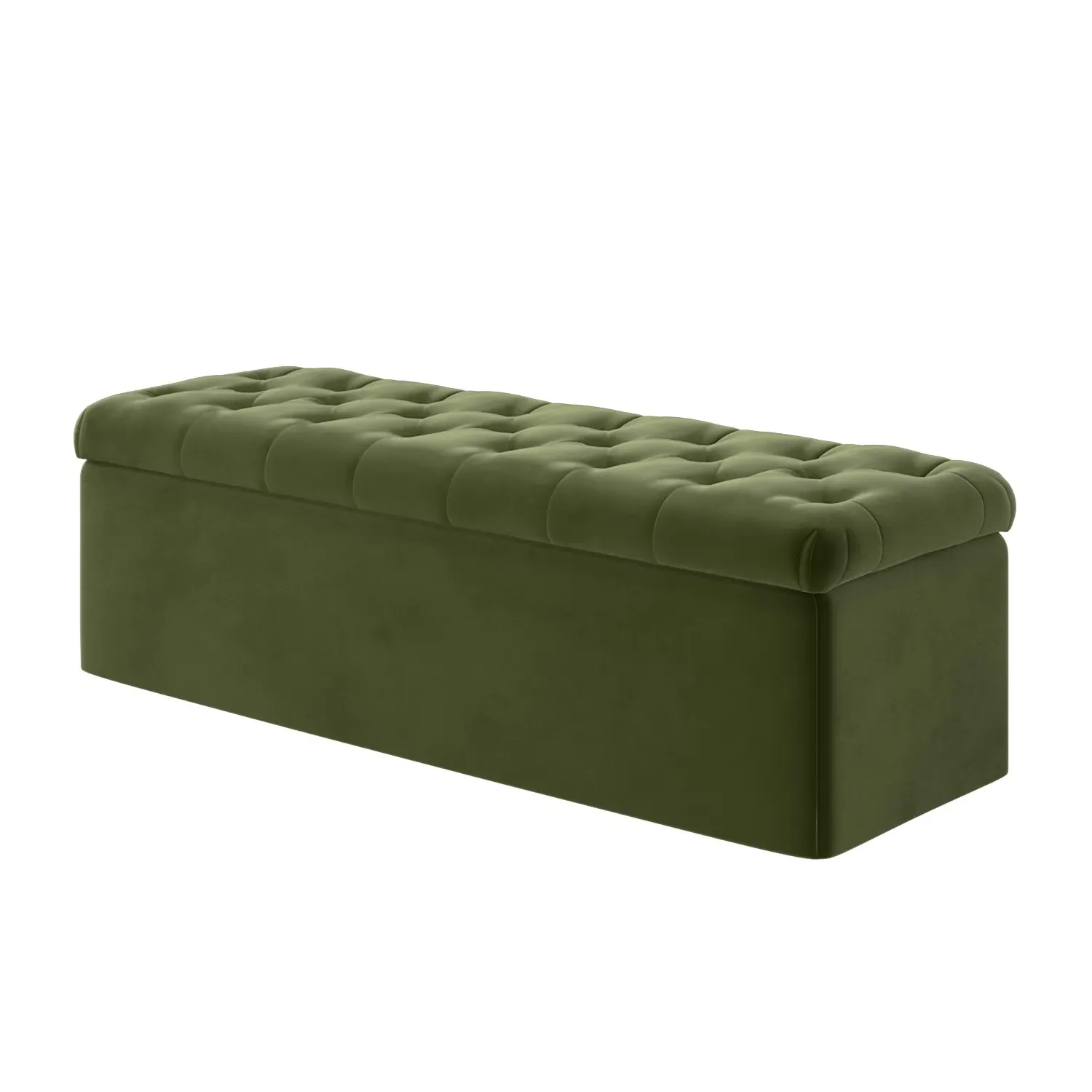 Chesterfield Storage Ottoman - Green, Velvet