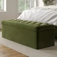 Chesterfield Storage Ottoman - Green, Velvet