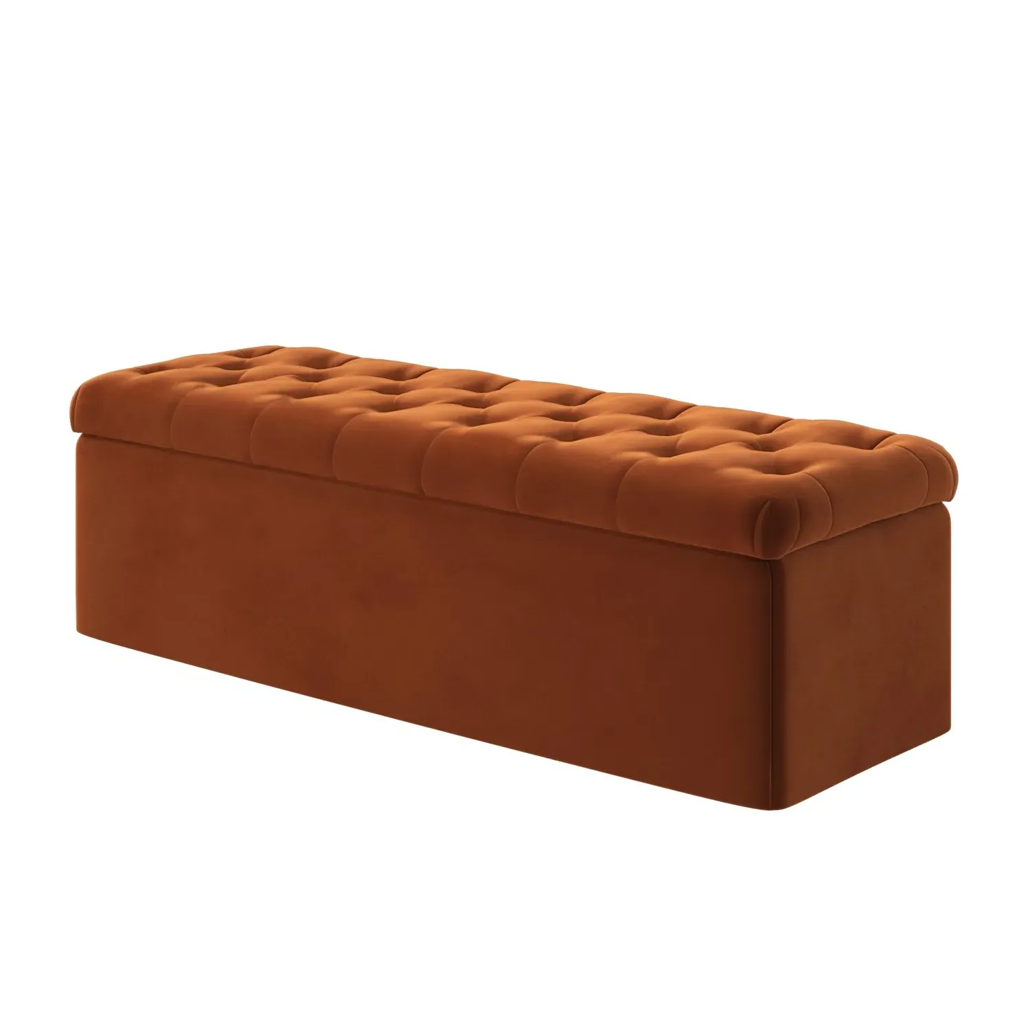 Chesterfield Storage Ottoman - Orange, Velvet