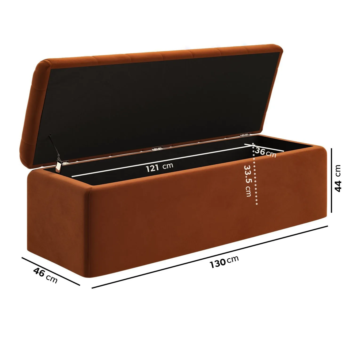 Chesterfield Storage Ottoman - Orange, Velvet