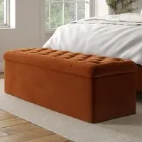 Chesterfield Storage Ottoman - Orange, Velvet