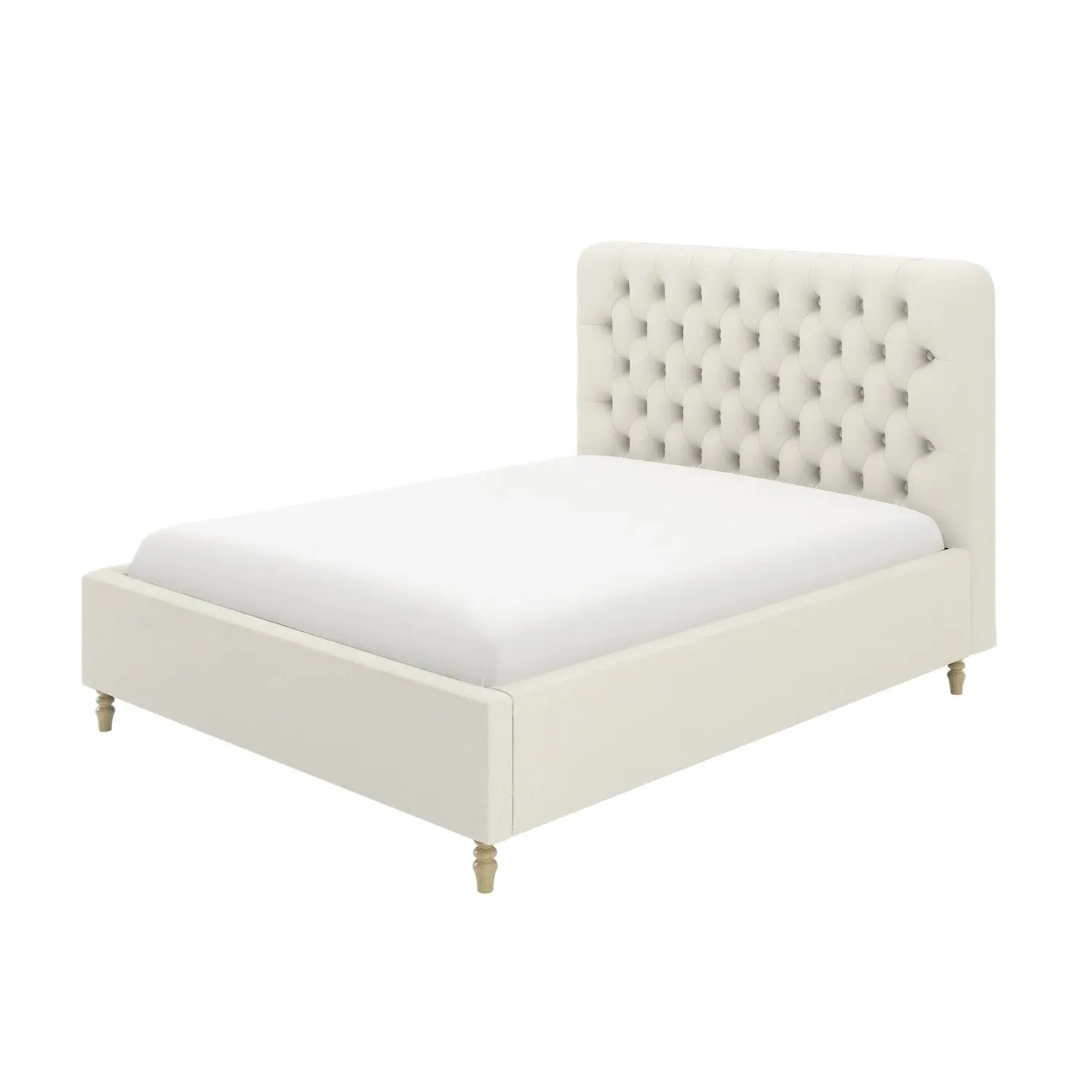 King Size Ottoman Bed with Storage - Cream, Fabric