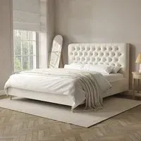 Super King Ottoman Bed with Storage - Cream, Fabric