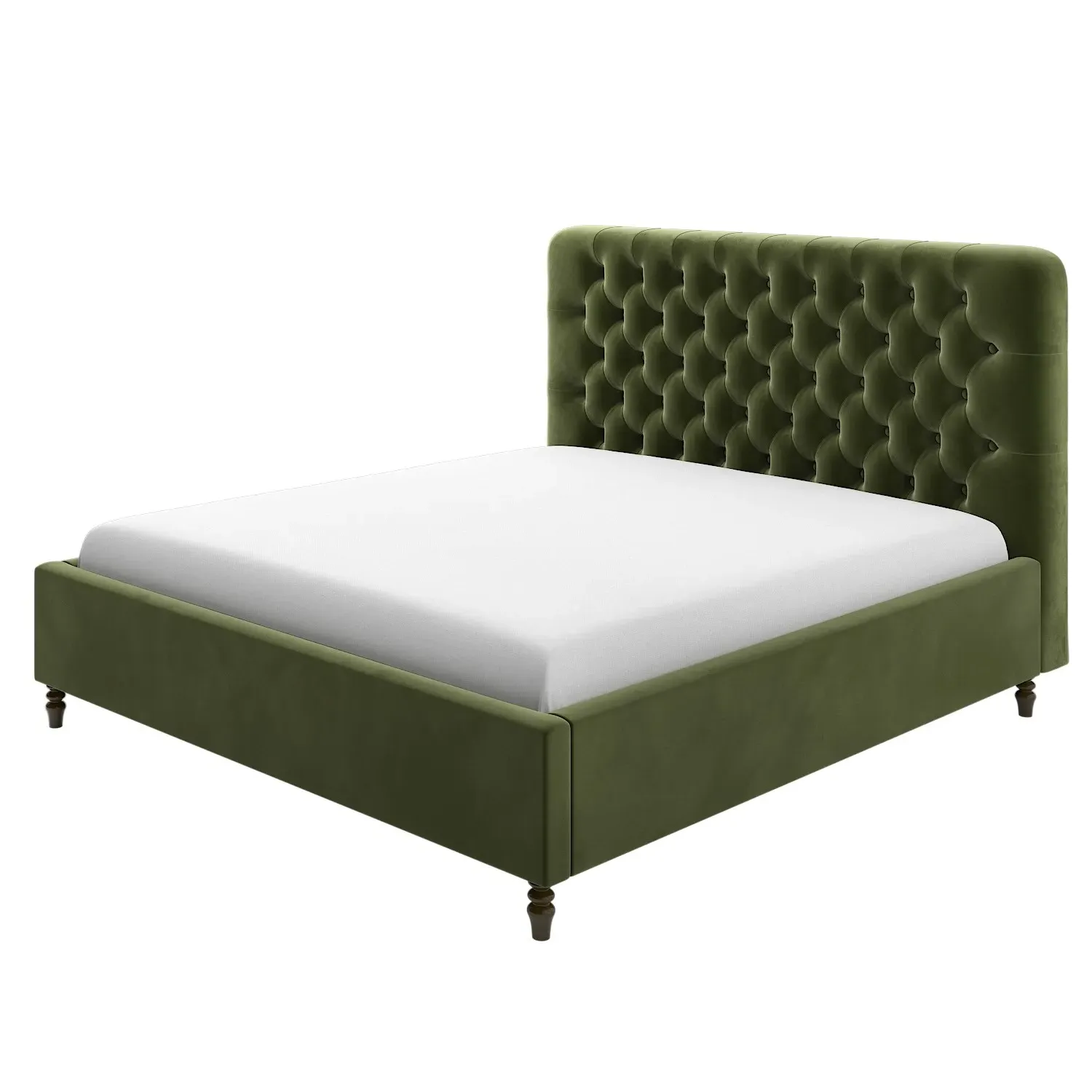 Super King Ottoman Bed with Storage - Green, Velvet