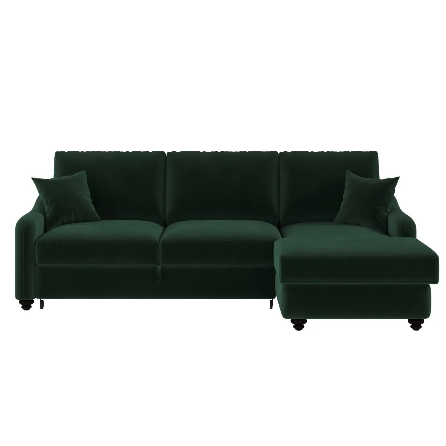 Left Corner Sofa Bed with Storage - Green, Velvet