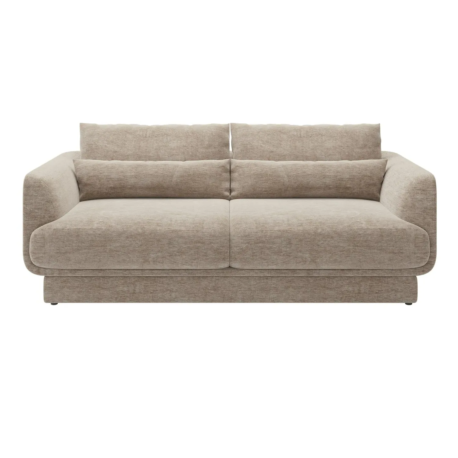 3-Seater Sofa with Cushions - Beige, Chenille