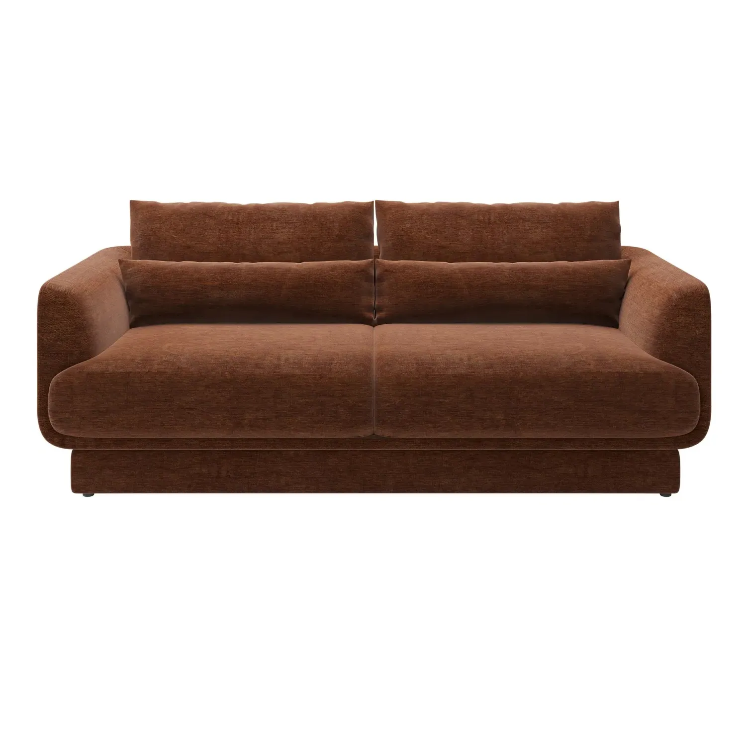 3-Seater Sofa with Cushions - Brown, Chenille