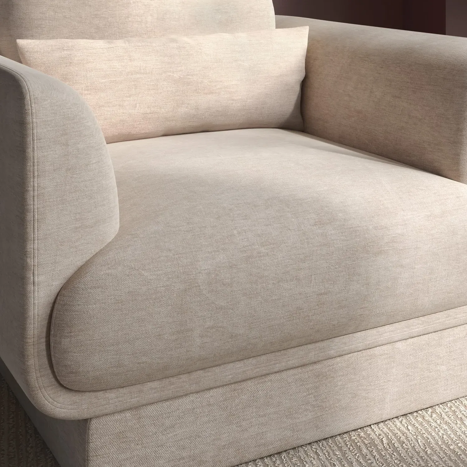 Armchair with Cushion - Beige, Chenille