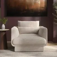 Armchair with Cushion - Beige, Chenille