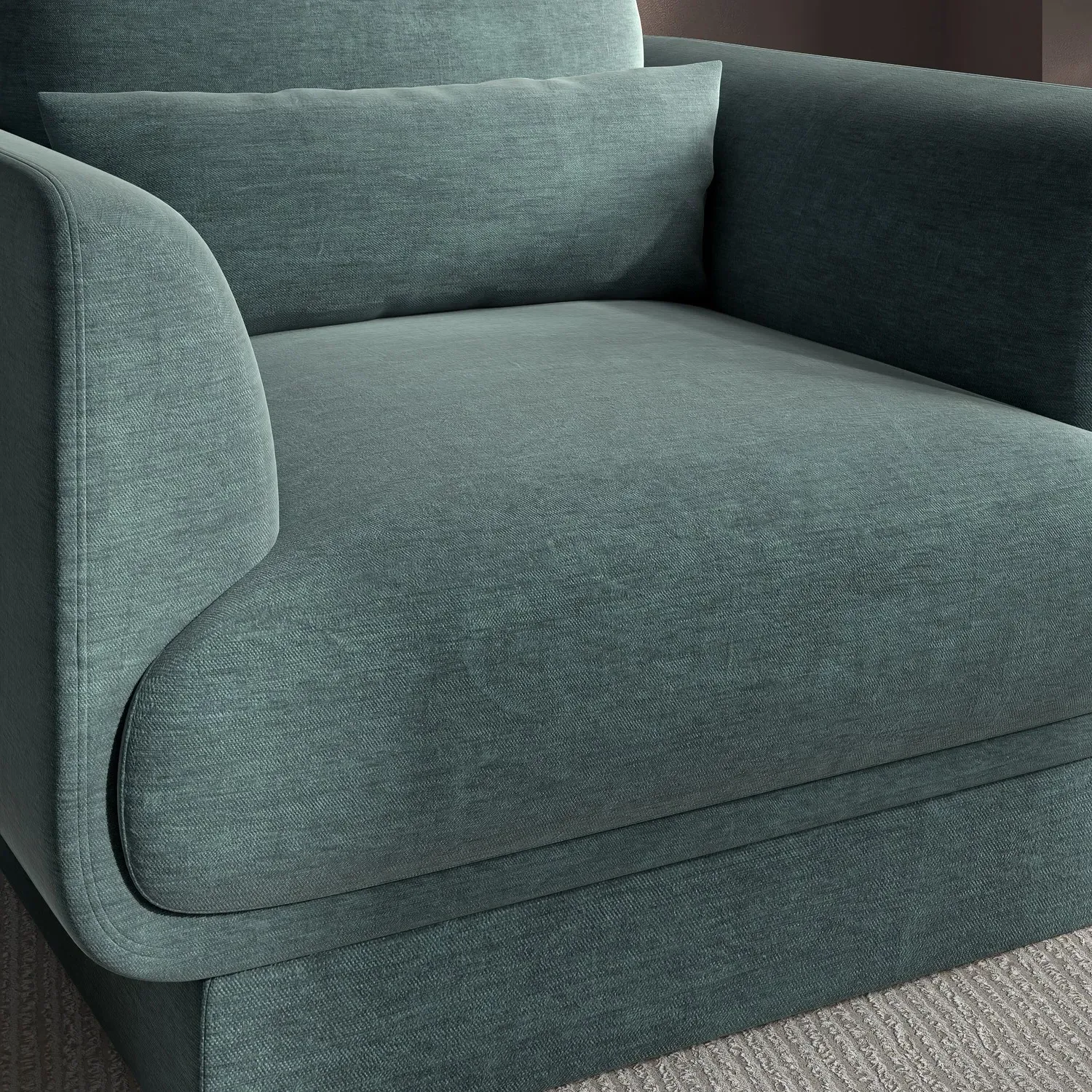 Armchair with Cushion - Blue, Chenille