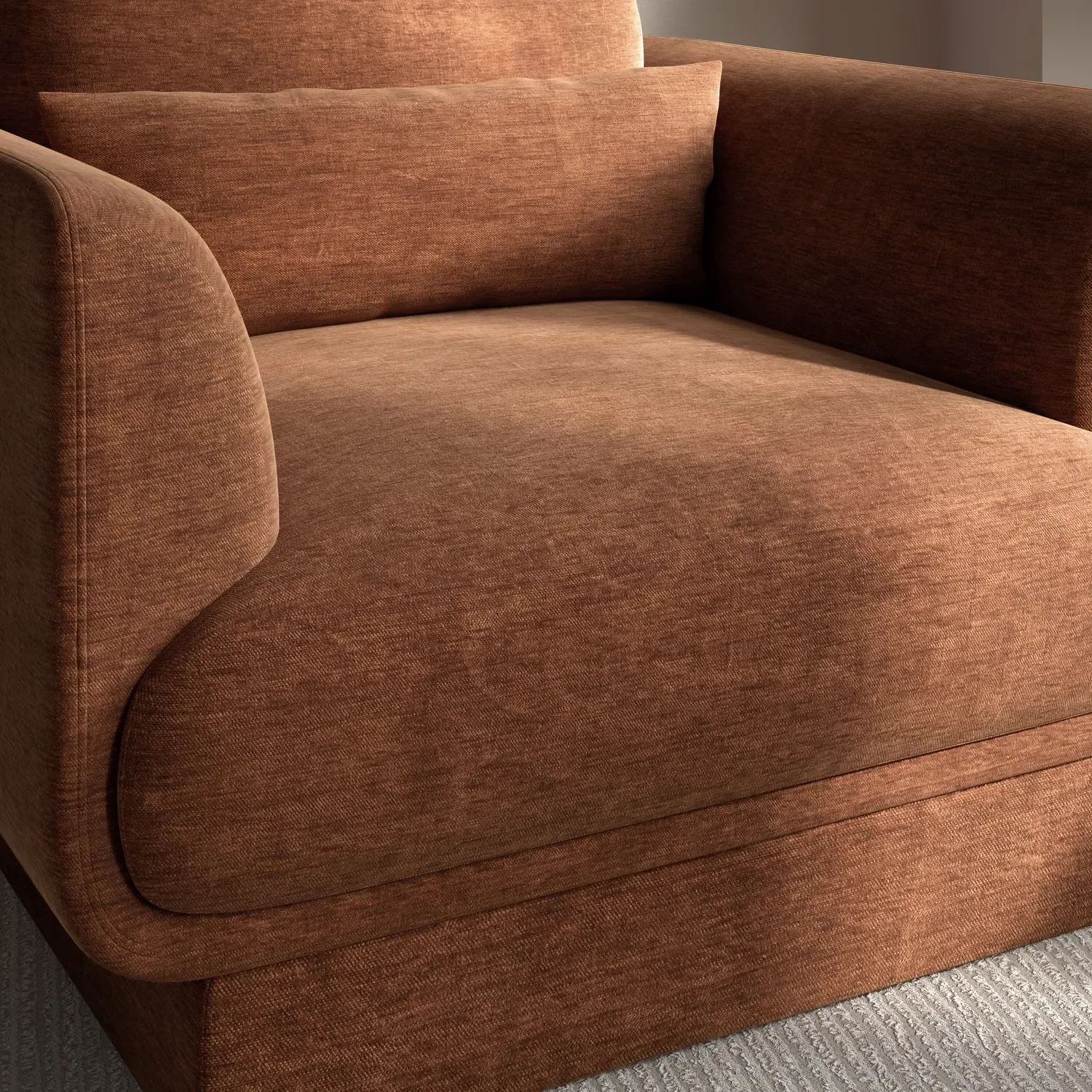 Armchair with Cushion - Brown, Chenille