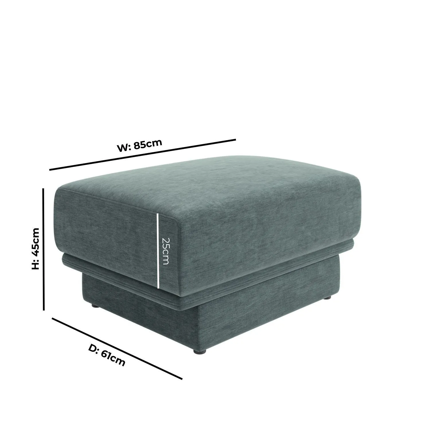 Footstool with Storage - Blue, Chenille