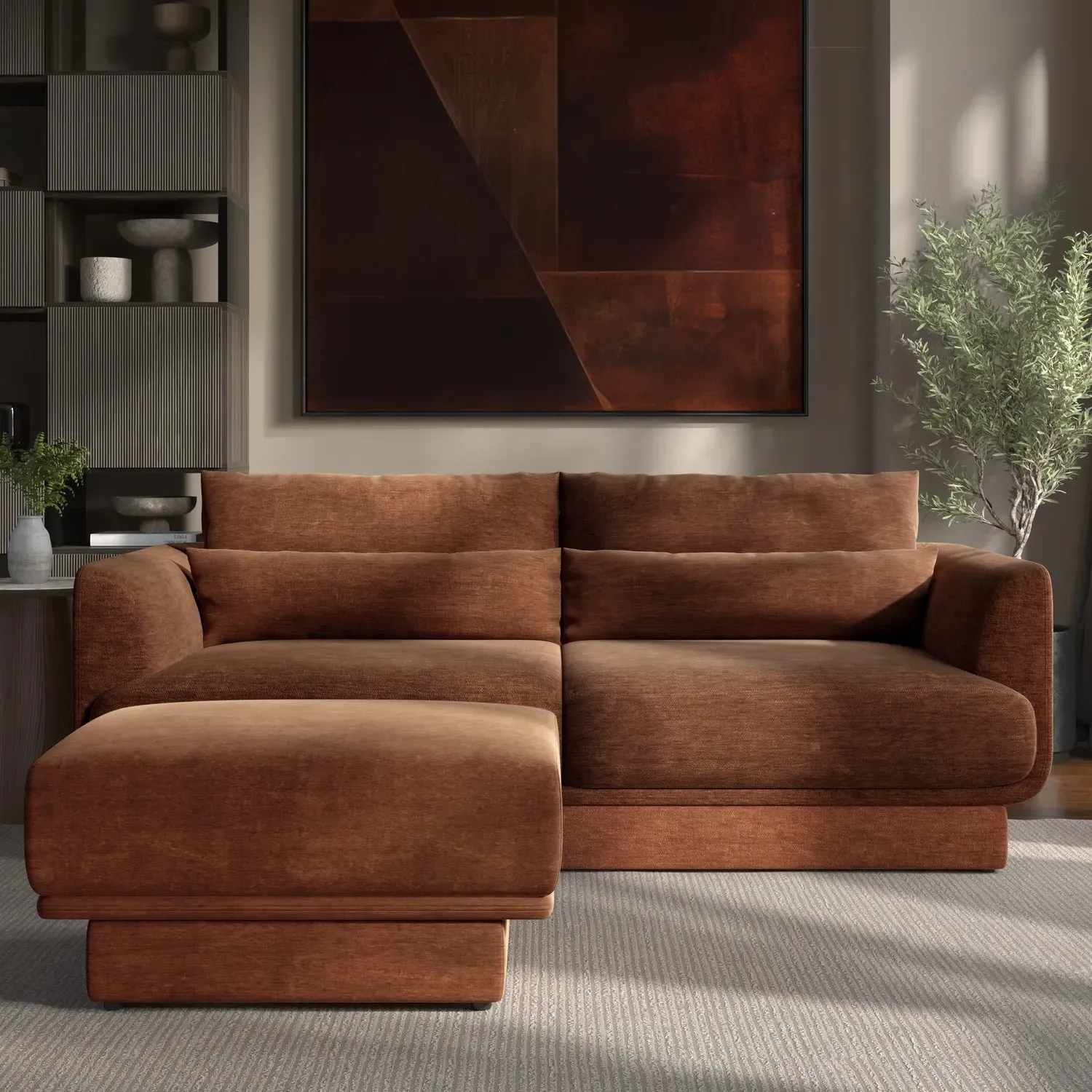 Footstool with Storage - Brown, Chenille