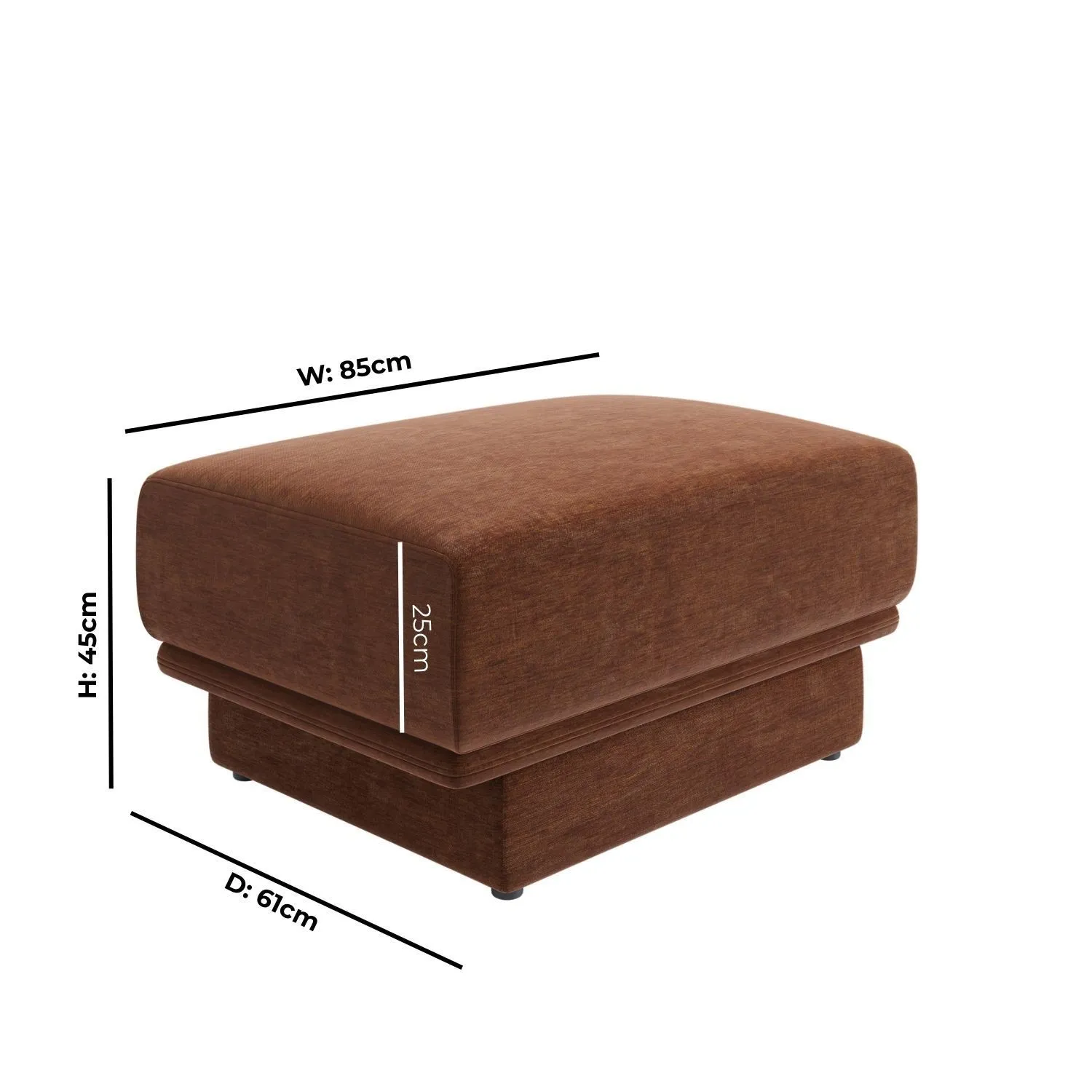 Footstool with Storage - Brown, Chenille