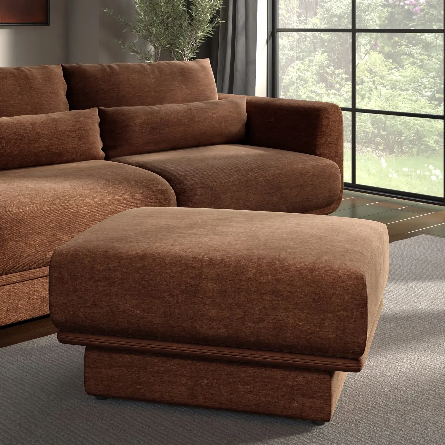 Footstool with Storage - Brown, Chenille image