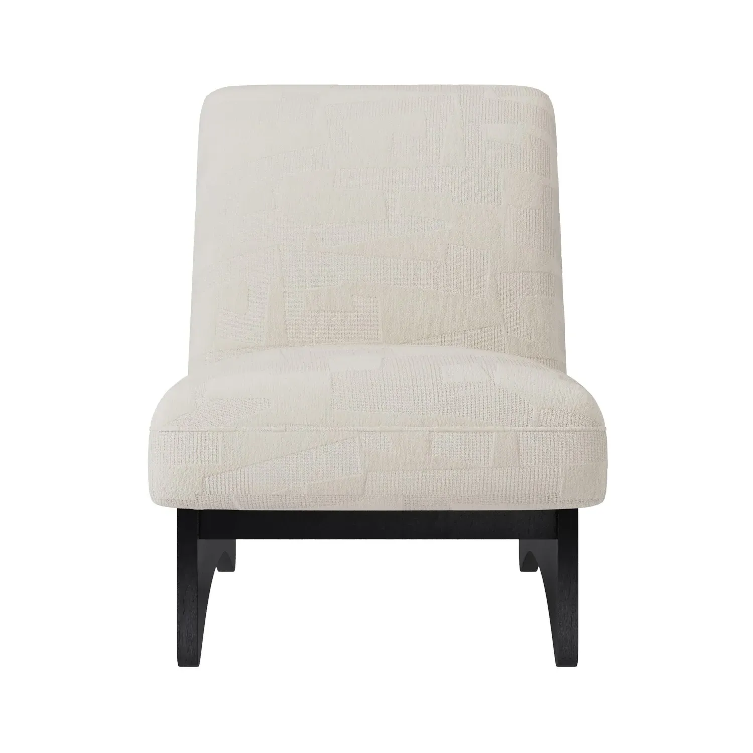 Armless Accent Chair with Jacquard Pattern - Beige