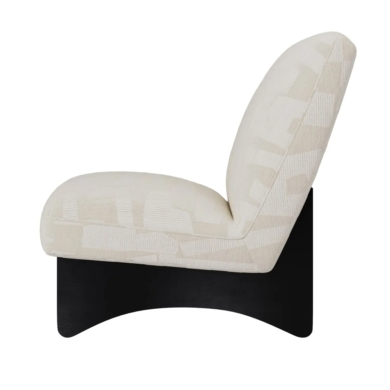 Armless Accent Chair with Jacquard Pattern - Beige