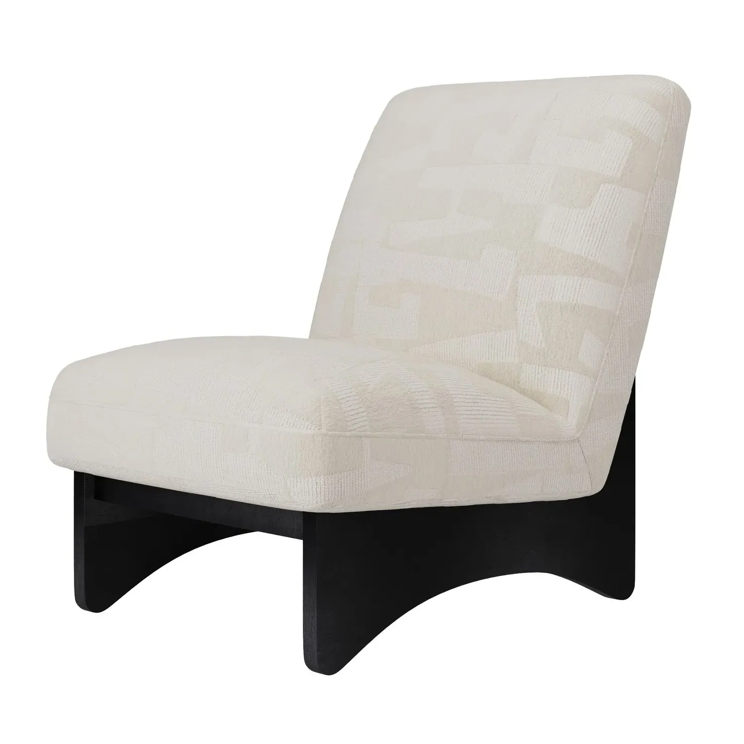 Armless Chair with Jacquard Pattern - Beige, Fabric