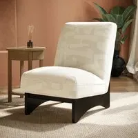 Armless Chair with Jacquard Pattern - Beige, Fabric